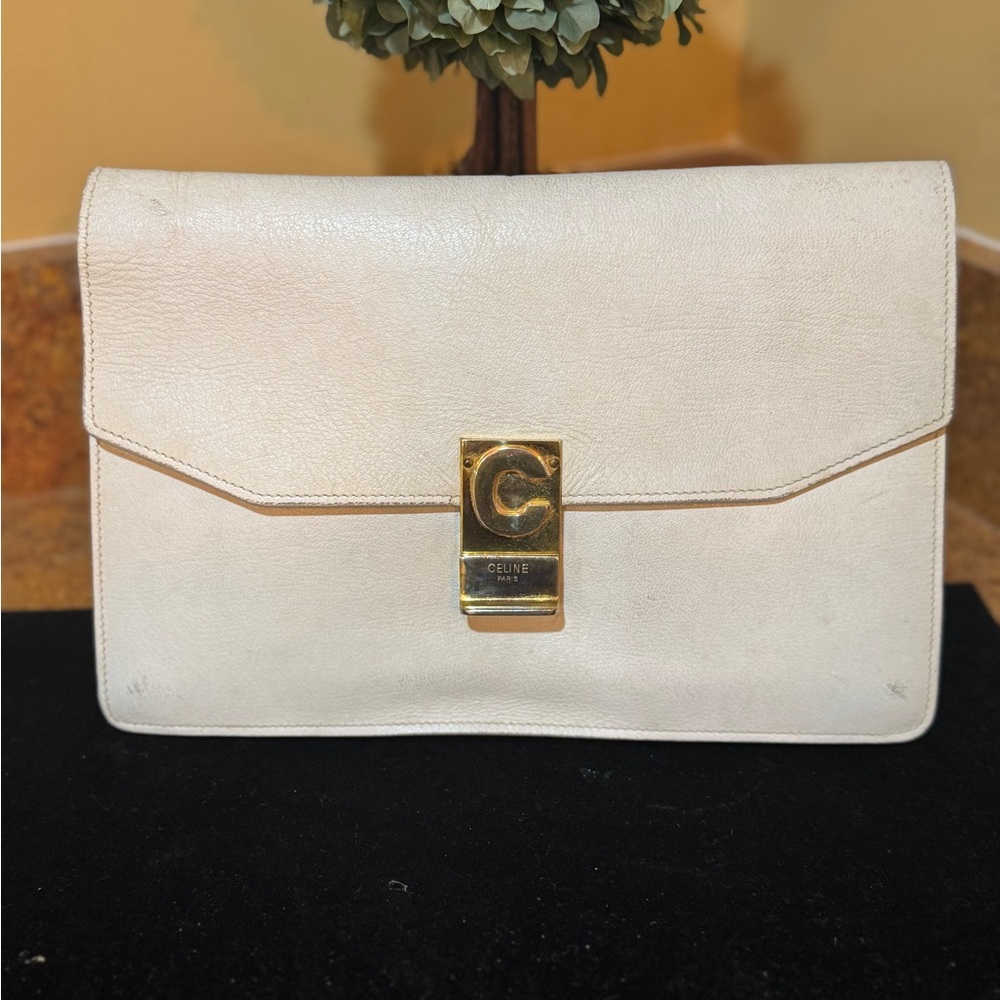 Celine white clutch, used